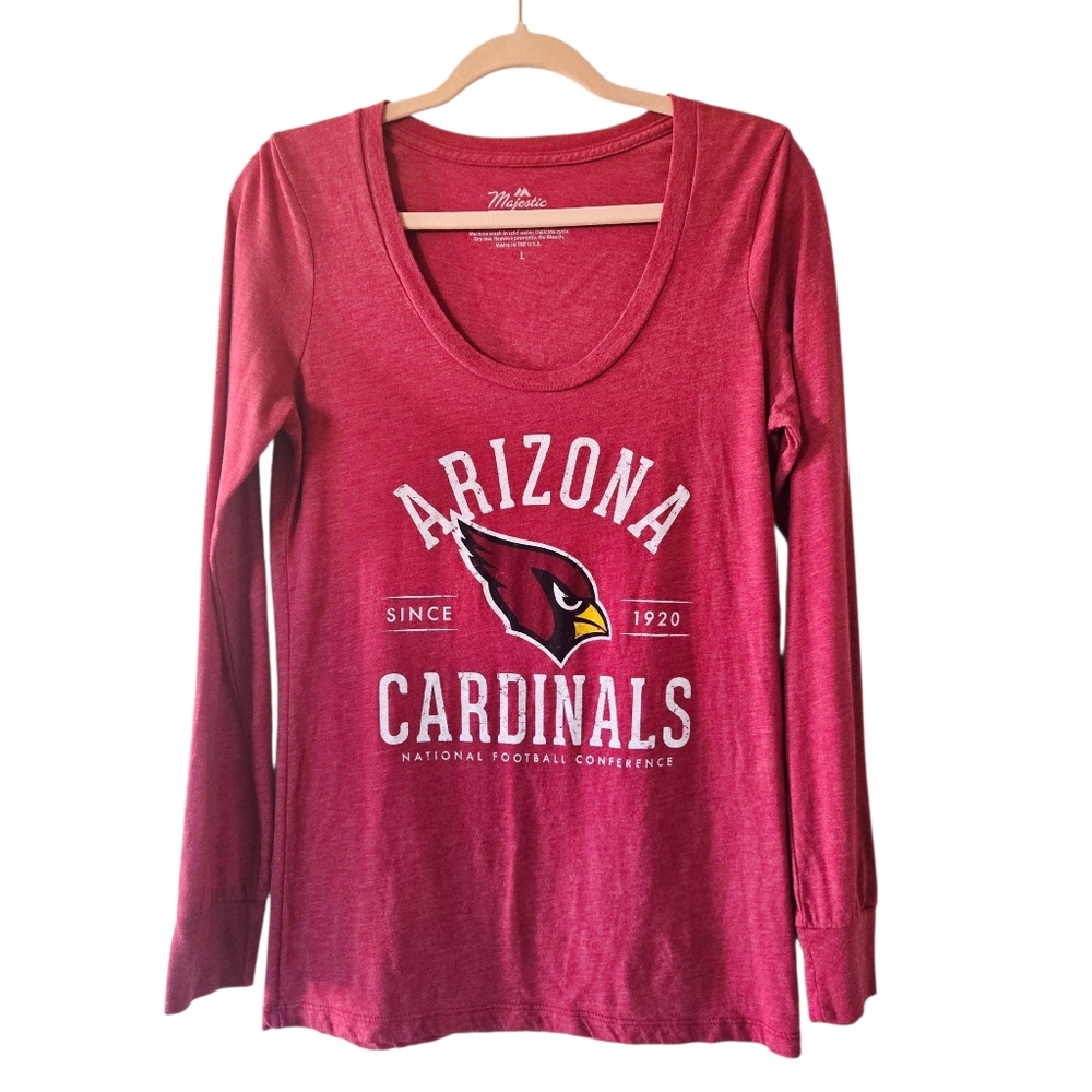 Majestic Threads NFL Arizona Cardinals Scoop Neck Long Sleeve T-shirt Red Large - Picture 3 of 5